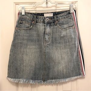 Flutter by Dance & Marvel Fringe Denim Skirt Red White and Blue Side Stripe